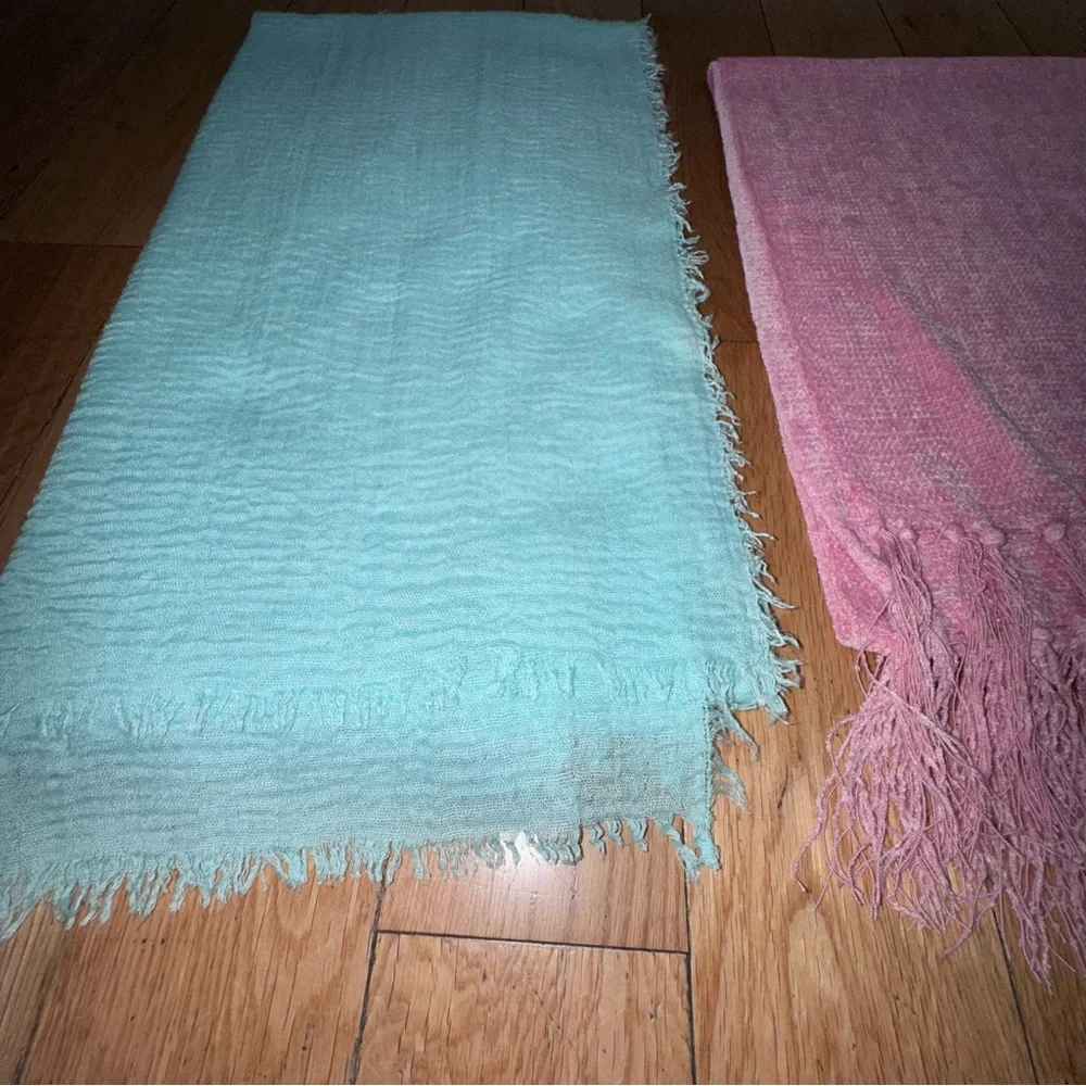 2 women’s scarves Soft Lightweight Pink & Aqua Scarf Duo